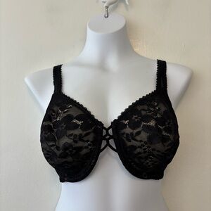 Lunaire black lace underwire bra style 128-11 size 38C
